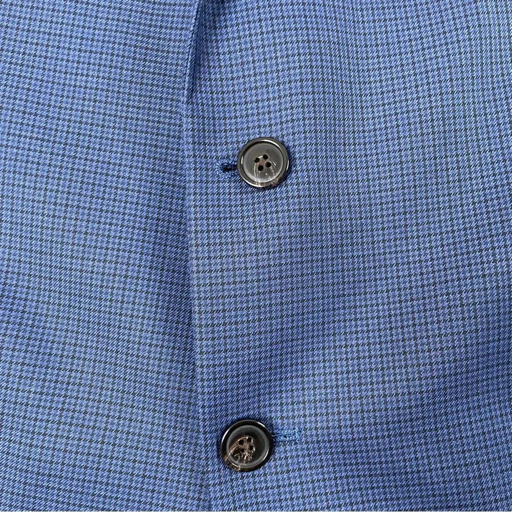 Chaps‎ 46R Polyester Button Blazer Sport Coat Jacket Check Blue